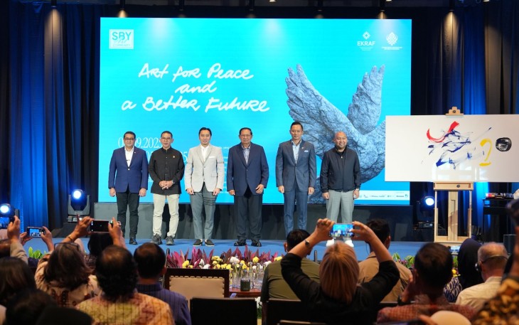 SBY saat membuka pameran yang digelar di kawasan ASHTA District 8, SCBD Jakarta pada Sabtu, 6 September 2025.