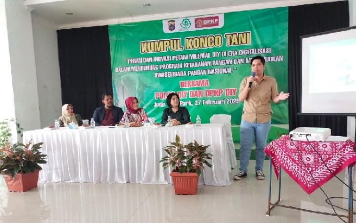 Polda DIY bersama DPKP dan Forkom Petani Milenial Korwil DIY saat mengadakan Kumpul Konco Tani di JAP, Kulon Progo, Kamis (27/2/2025) Foto : Polda DIY