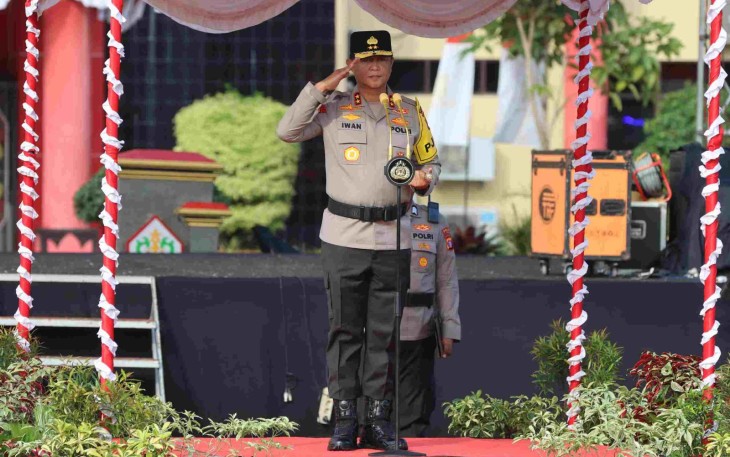 Kapolda Kalteng Irjen Pol Iwan Kurniawan, S.IK., M.S., saat Apel Operasi Aman Nusa I Telabang 2025.