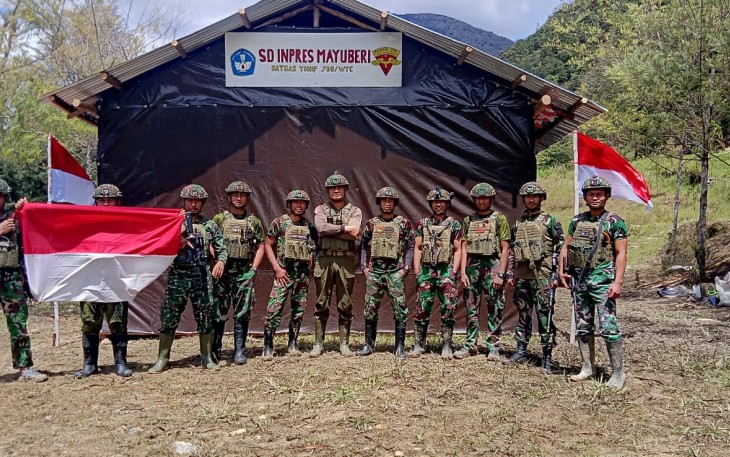 Satgas Yonif 700/WYC Rampungkan Pembangunan SD 03 Mayuberi