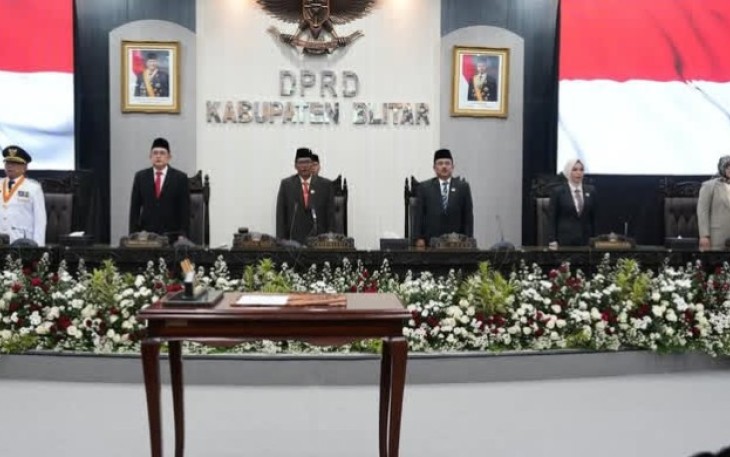 Rapat Paripurna DPRD Kabupaten Blitar Dalam Agenda Sertijab Bupati dan Wakil Bupati Blitar Periode 2025-2030. (Foto : DPRD Kabupaten Blitar)