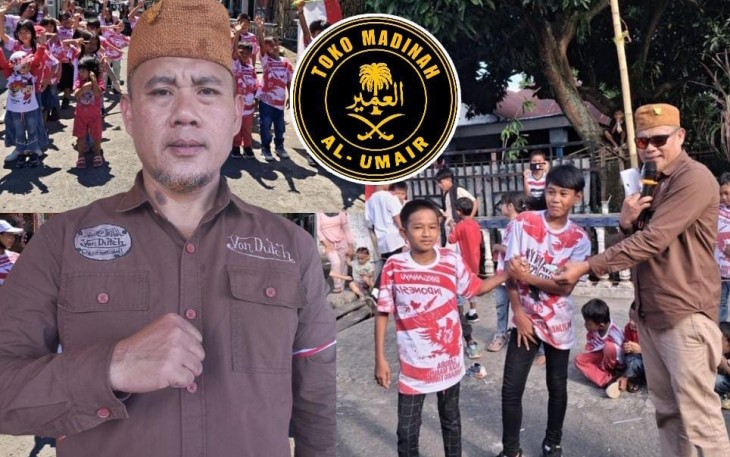 Owner Toko Madinah, Risman Makaminag, S.H.i saat menggelar berbagai lomba untuk menyemarakkan HUT Ke-80 RI.
