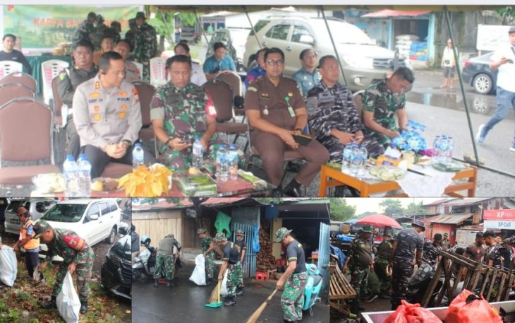 Kegiatan karya bakti kodim 1310/Bitung bersama unsur Forkompinda dan pemerintah Kota Bitung