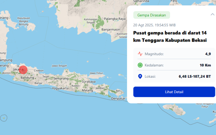 Gempa Bumi Terkini. Sumber: BMKG