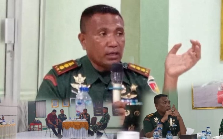 Dandim 1310/Bitung saat memaparkan kegiatan TMMD Ke-123 Kodim 1310/Bitung tahun 2025 saat menggelar coffee morning bersama wartawan biro Bitung