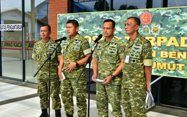 Kadispenal Laksma TNI Tunggul saat Press Conference di Posko Satgas Gulben Halim Perdana Kusuma, Jakarta Timur. 