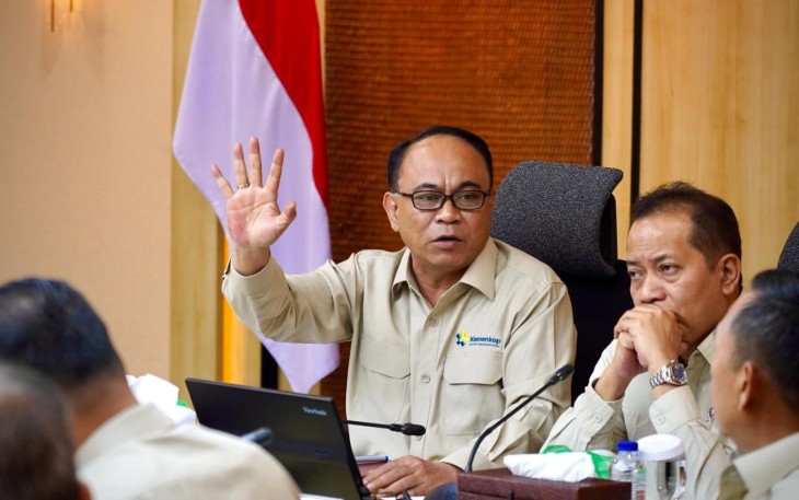 Menkop Budi Arie Setiadi saat menerima audiensi dengan jajaran PT Telkom Indonesia, di Jakarta, Selasa (19/8).