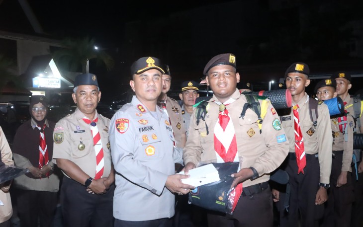 Kapolres Inhil saat Lepas Kontingen Ikuti Jambore Karhutla 2025 