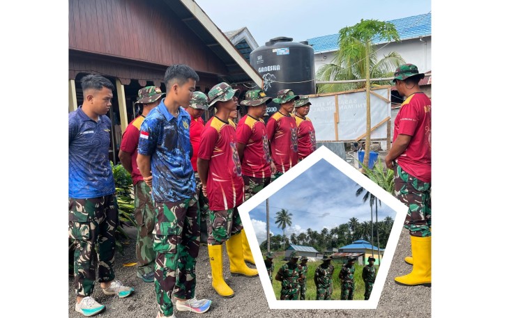 Apel pagi satgas TMMD Ke-123 Kodim 1310/Bitung di titik sasaran TMMD