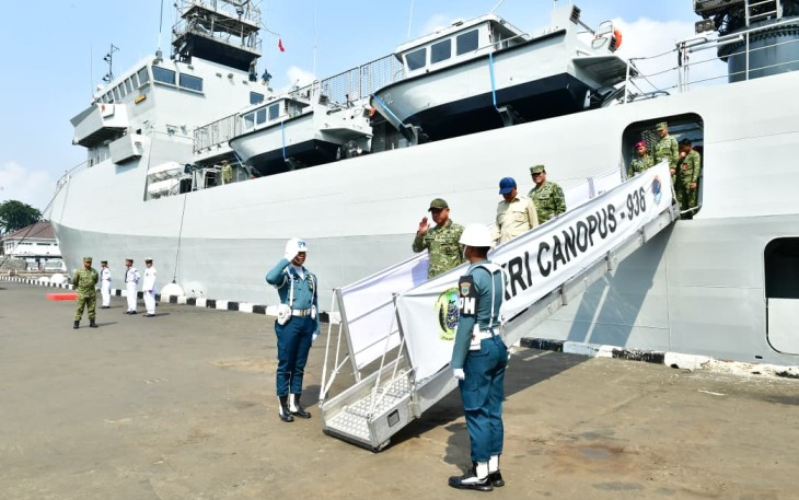 TNI AL Resmi Perkuat Armada survei Dengan Kehadiran KRI Canopus-936