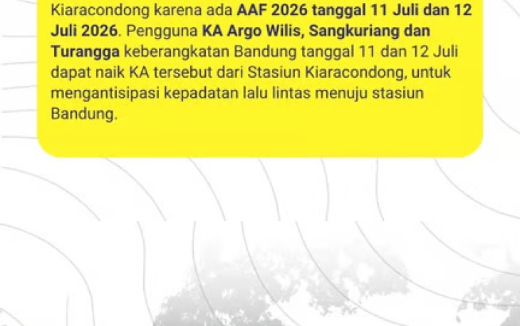 Asia Afrika Festival 2026 Digelar Akhir Pekan di Kota Bandung, KAI Daop 2 Bandung Imbau Pelanggan Datang ke Stasiun Lebih Awal