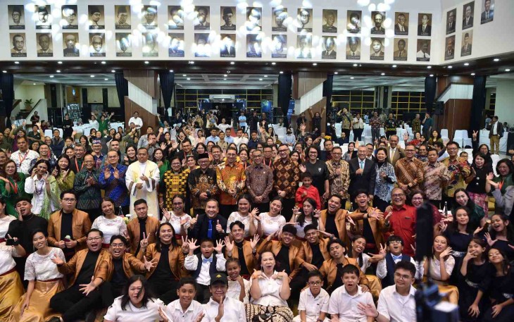 Perayaan natal bersama Kemendikdasmen di Jakarta, Rabu (14/1)