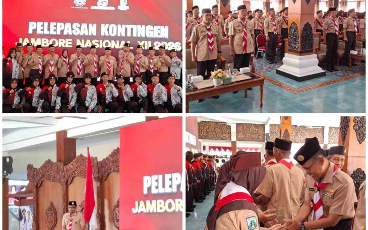 Danramil 0801/02 Kebonagung Hadiri Pelepasan Kwarcab Gerakan Pramuka