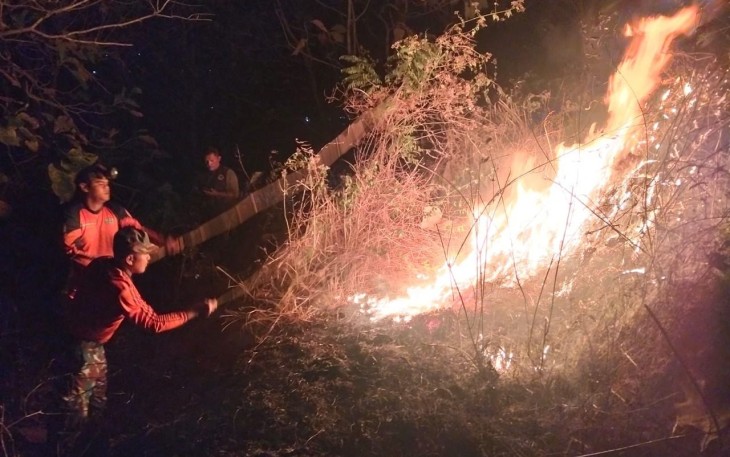 Pemadaman kebakaran hutan di Kabupaten Trenggalek, Selasa (18/8)