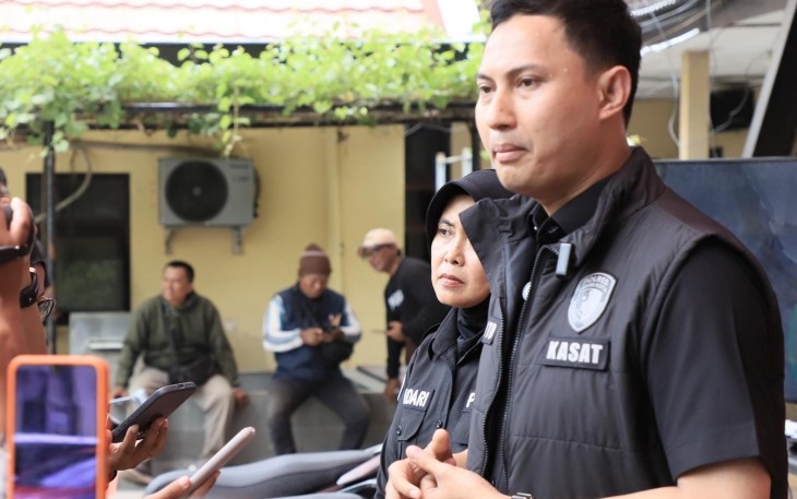 Kasat Reskrim Polres Kediri Kota AKP Cipto Dwi Leksana saat memberikan keterangan pers di Mapolres Kediri Kota, Rabu (14/1)