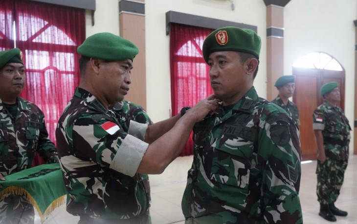 Kasrem 121/Abw Pimpin acara  Pelantikan Laporan Korps 17 Prajurit Naik Pangkat