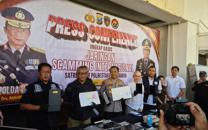 Polrestabes Surabaya Amankan 45 Tersangka Hasil Pengembangan Penyidikan Kasus Siber Internasional