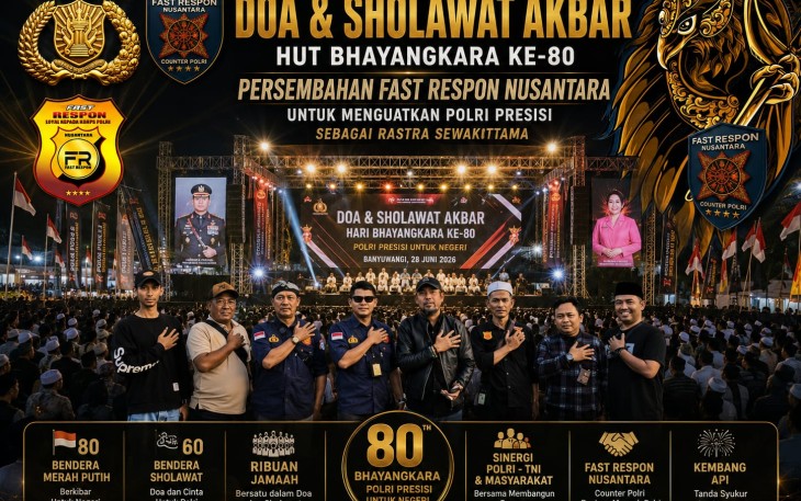 Persatuan Wartawan Fast Respon Nusantara (PW FRN) Counter Polri mempersembahkan Doa dan Sholawat Akbar Hari Bhayangkara ke-80