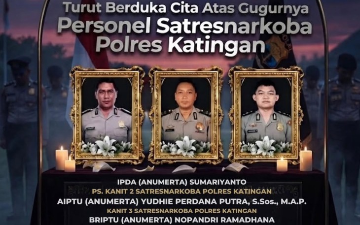 Tiga Personel Polri Gugur Saat Bertugas Ungkap Kasus Narkoba di Katingan