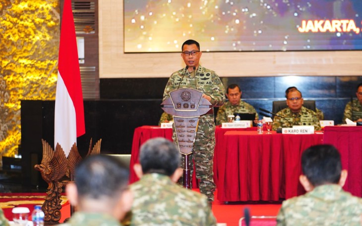 Waasrenum Panglima TNI Mayjen TNI Harvin Kidingallo, S.H., S.T., M.Han., membuka Rapat Panitia Program dan Anggaran Satuan Kerja (Satker) jajaran UO Mabes TNI Tahun Anggaran 2026. Kegiatan berlangsung di Aula Gatot Soebroto, Mabes TNI, Cilangkap, Jakarta Timur