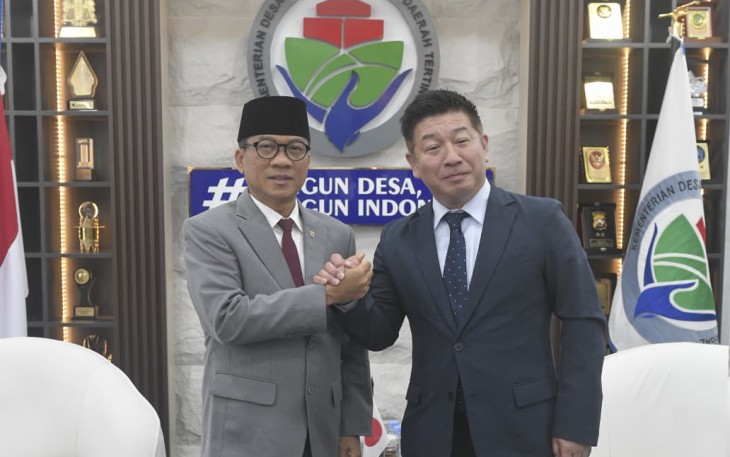 Mendes Yandri saat audiensi dengan Exceed Cooperative Japan dan Hakko Fukushikai Foundation Japan di Kantor Kemendes PDT, Senin (3/8/2026)