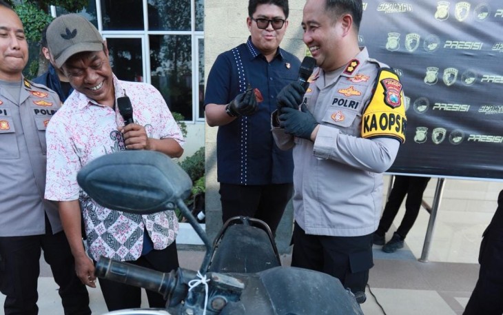 Polres Gresik Ungkap Curanmor, Seorang Petani Balongpanggang Senang Motornya Kembali