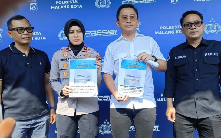 Kasatreskrim Polresta Malang Kota Kompol Rahmad Aji Prabowo memberikan keterangan pers