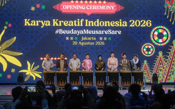 Menteri Ekonomi Kreatif/Kepala Badan Ekonomi Kreatif (Ekraf), Teuku Riefky Harsya, menghadiri acara Karya Kreatif Indonesia (KKI) 2026 di Jakarta International Convention Center (JICC), Kamis (20/8/2026)