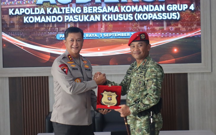 Perkuat Sinergitas TNI-Polri, Kapolda Kalteng Audiensi Bersama Kopassus Grup 4