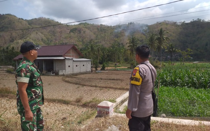 Babinsa Pelda Suhadi Pantau Kebakaran Hutan Rakyat 1 Hektar di Arjosari Pacitan