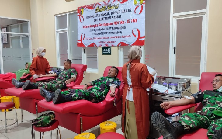 Donor darah prajurit Kodim 0807 Tulungagung