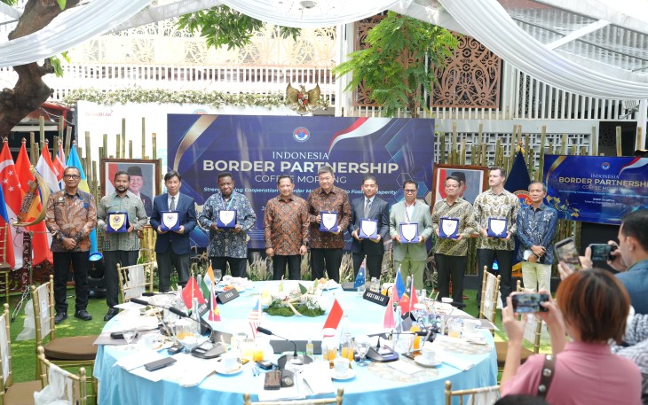 Indonesia Border Partnership Coffee Morning bersama duta besar dan delegasi dari negara-negara yang berbatasan dengan Indonesia di Kantor Badan Nasional Pengelola Perbatasan