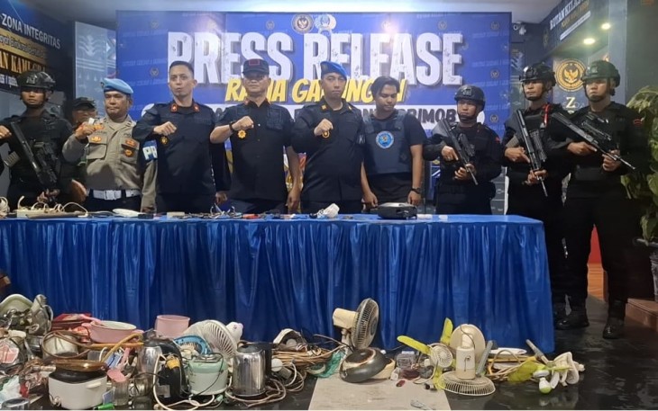 Gandeng Ratusan Pasukan Gegana Brimob, TNI, Polri, BNN, Rutan I Medan Gelar Razia Gabungan Skala Besar dan Tes Urine Warga Binaan