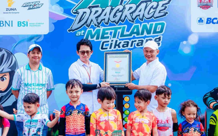 Metland Cikarang Raih Rekor MURI Dragrace Pushbike Anak Terbanyak