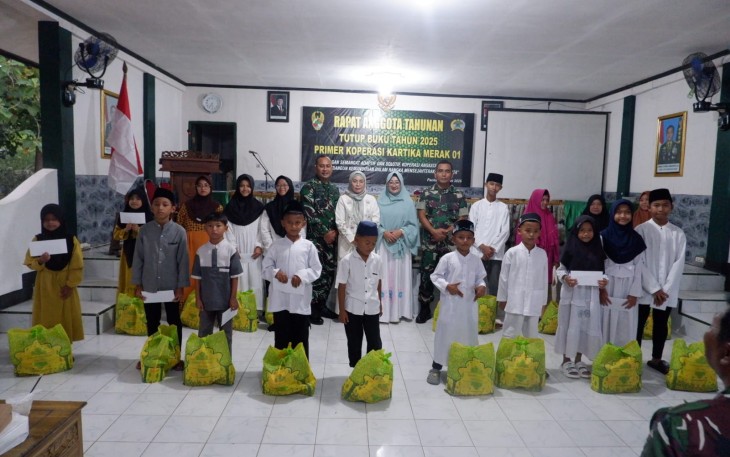 Kodim 0801/Pacitan Gelar RAT Primkop Kartika Merak 01 Tutup Buku Tahun 2025 Dilanjutkan Santunan Anak Yatim