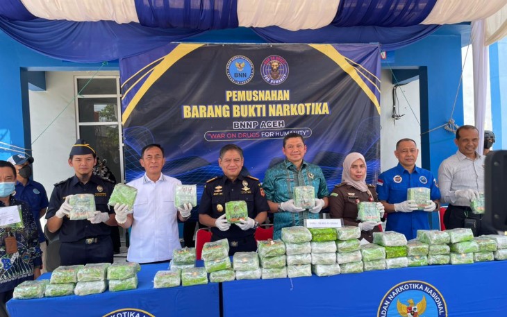 BNNP Aceh Bersama Kantor Wilayah Bea Cukai Aceh Musnahkan Hampir 60 Kilogram Sabu Hasil Pengungkapan Peredaran Narkotika