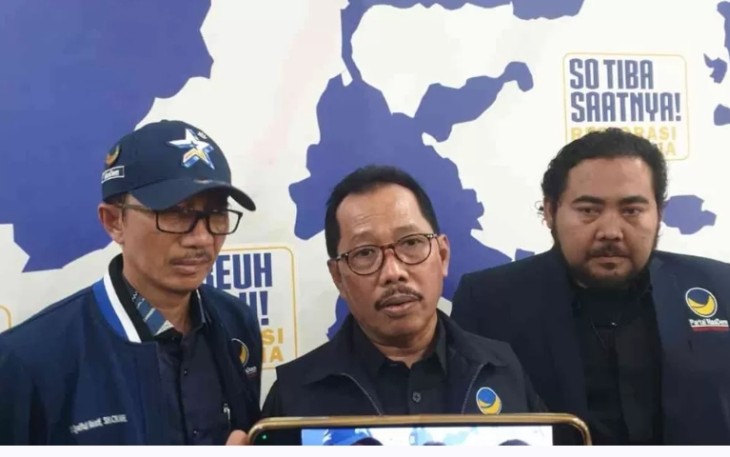 Amin usai menerima aspirasi kader di Kantor DPW NasDem Jatim, Jalan Ngagel Surabaya, Rabu (15/4/2026)