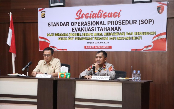 Dit Tahti Polda Aceh Sosialisasikan SOP Terbaru Evakuasi Tahanan di Polres Aceh Singkil