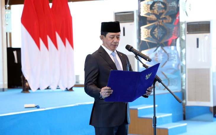 Kepala BNPB Letjen TNI Dr. Suharyanto, S.Sos., M.M., melantik tiga Pejabat Pimpinan Tinggi Pratama di lingkungan BNPB di Jakarta, Senin (29/6)