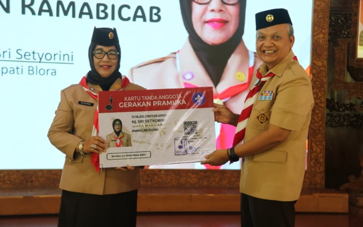 Wakil Bupati Blora Sri Setyorini saat membuka Musyawarah Cabang XIII Gerakan Pramuka Kwartir Cabang Blora 2026, di pendopo rumah dinas Bupati Blora