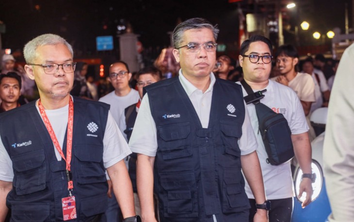 Menteri Ketenagakerjaan (Menaker) Yassierli dalam rangkaian peringatan HUT ke-81 Kemerdekaan RI melalui kegiatan karnaval di Jakarta, Senin (17/8/2026).