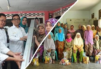 Bupati kepahiang dan Istri saat memberi Bantuan dan Sembako 