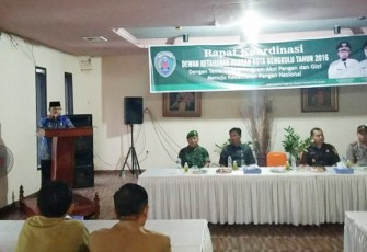 Badan ketahanan Pangan dan Pelaksana Penyuluhan Kota Bengkulu (BKP3) menggelar rapat koordinasi (rakor) Dewan Ketahanan Pangan (DKP) tahun 2016