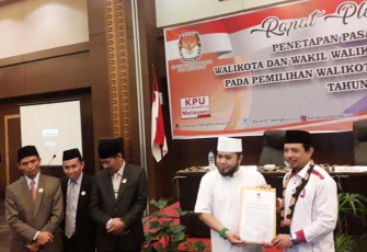Rapat pleno penetapan pasangan calon Wali Kota dan Wakil Wali Kota Bengkulu terpilih pada pemilihan Wali Kota dan Wakil Wali Kota tahun 2018 di Hotel Santika Kota Bengkulu, Kamis (26/7/2018).