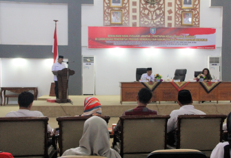 Sambutan Sekda dalam Sosialisasi Evaluasi Jabatan Aparatur Sipil Negara di lingkup pemerintahan Provinsi Bengkulu.