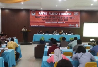 Rapat Pleno DPT KPU Provinsi Bengkulu Jumat (31/8/18)