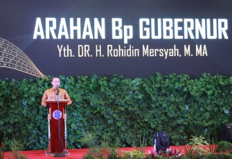 Gubernur Bengkulu Rohidin Mersyah saat acara Pertemuan Tahunan BI Bengkulu 2018, Kamis (13/12) di Grage Horizon Hotel Bengkulu.