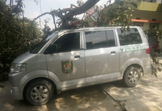 Cabang Pohon Besar Timpa Ambulance