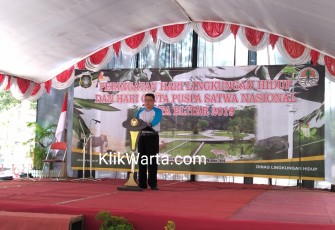 Plt Walikota Blitar Santoso saat memberikan sambutan dalam acara Hari Lingkungan Hidup dan Hari Cinta Puspa Satwa Nasional tahun 2019