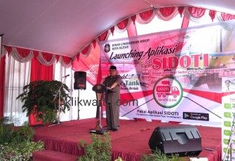 Plt Walikota Blitar Santoso saat memberikan sambutan dalam acara Peluncuran Aplikasi Sidoti